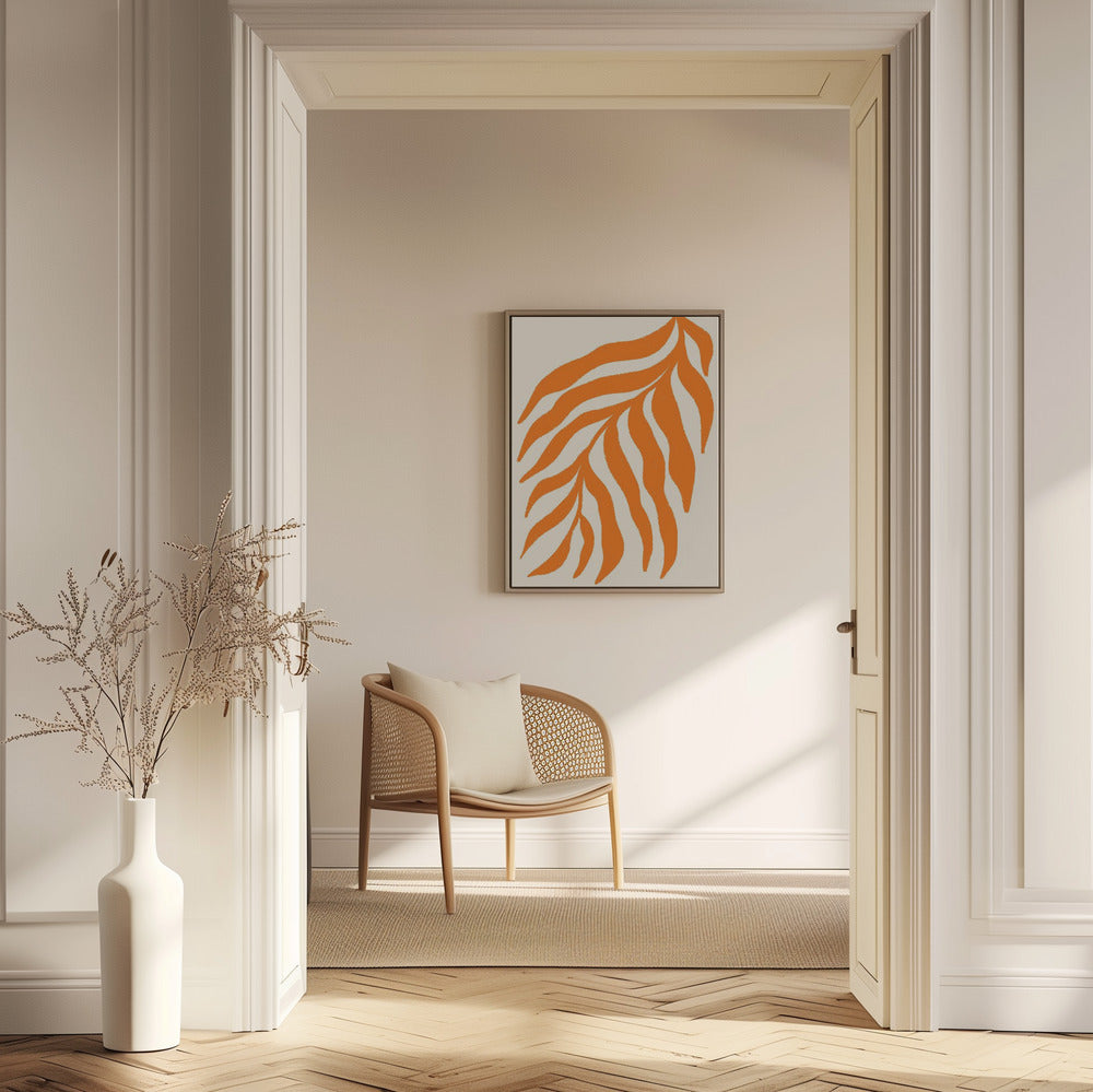 Orange Silhouette Textured Branch | Poster