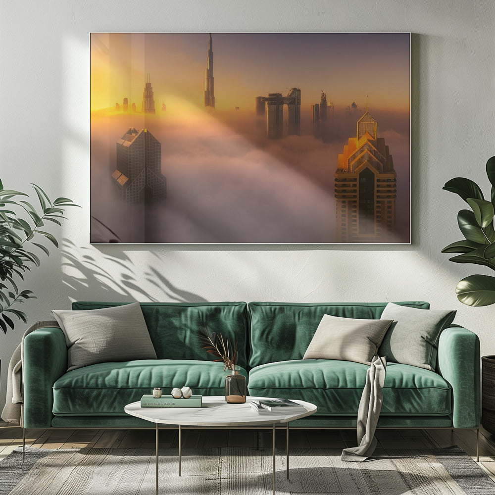 Dubai dimmig soluppgång i staden A738873 | Canvas