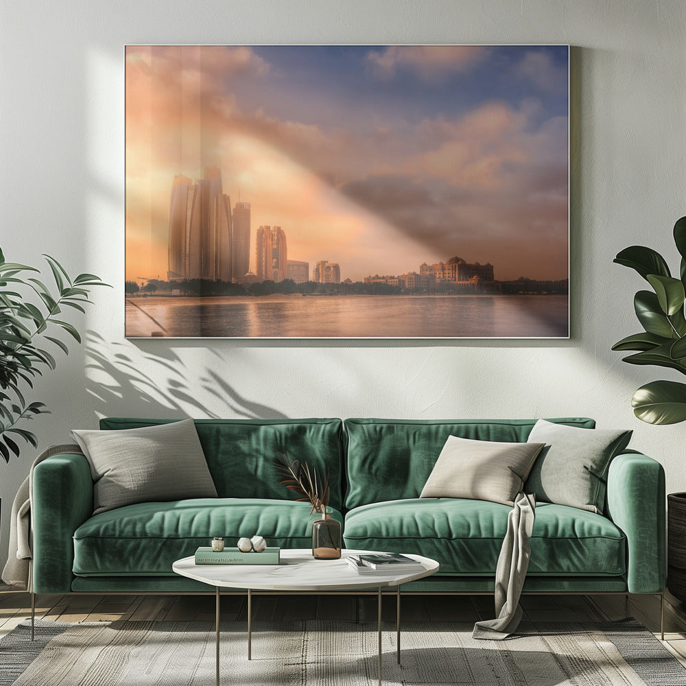 Etihad Towers och Emirates Palace, Abu Dhabi, Förenade Arabemiraten | Canvas