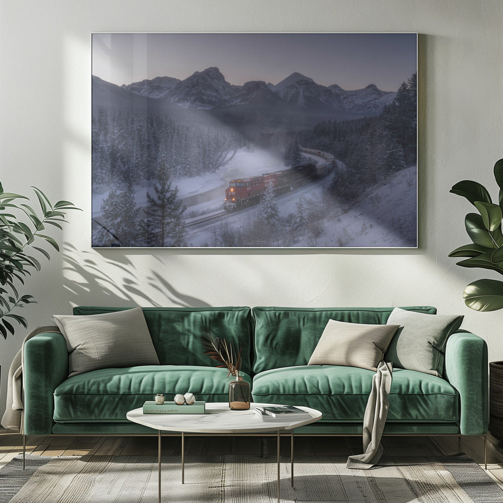 Tåget i snön. | Canvas