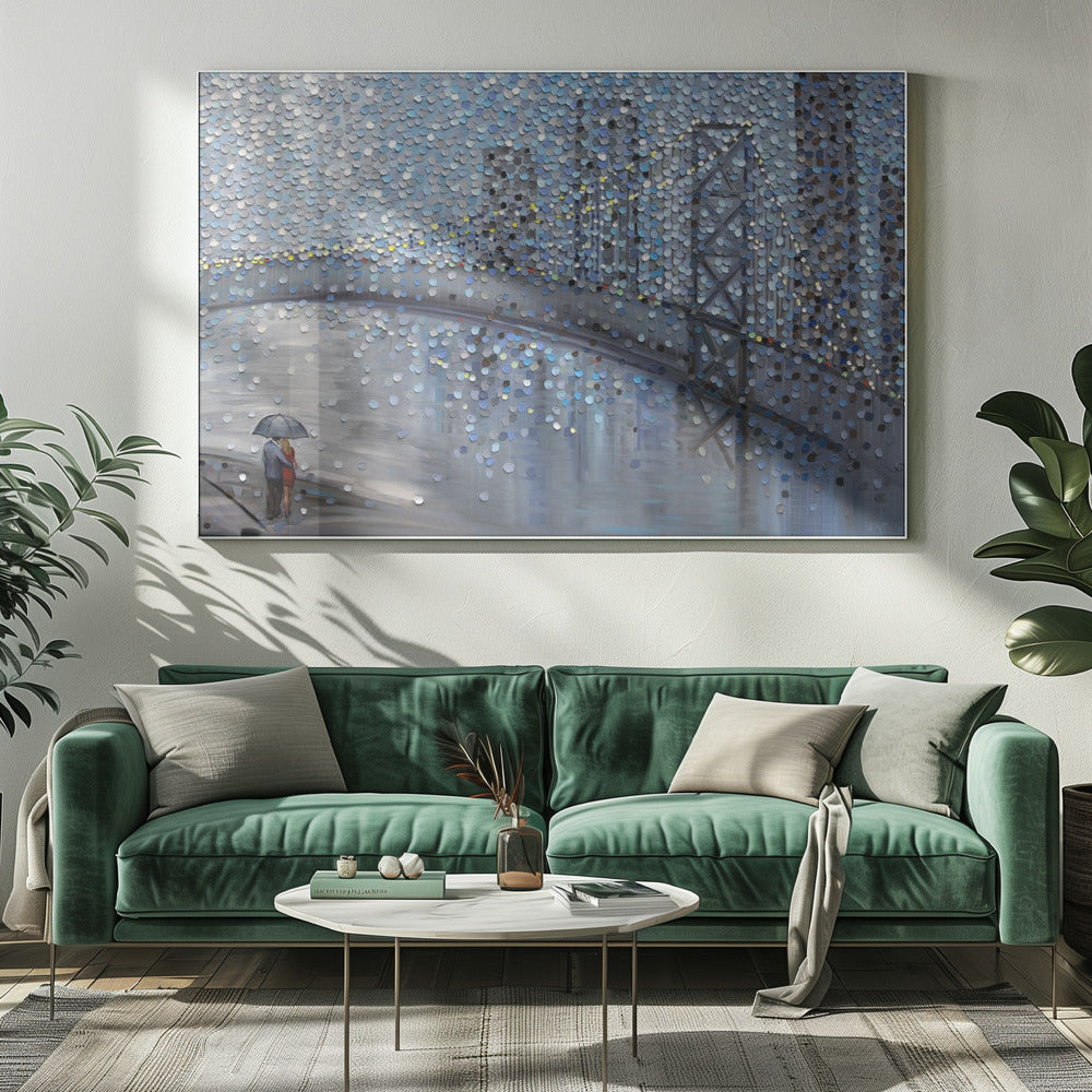 Rainy Date With the Bridge View | Canvas