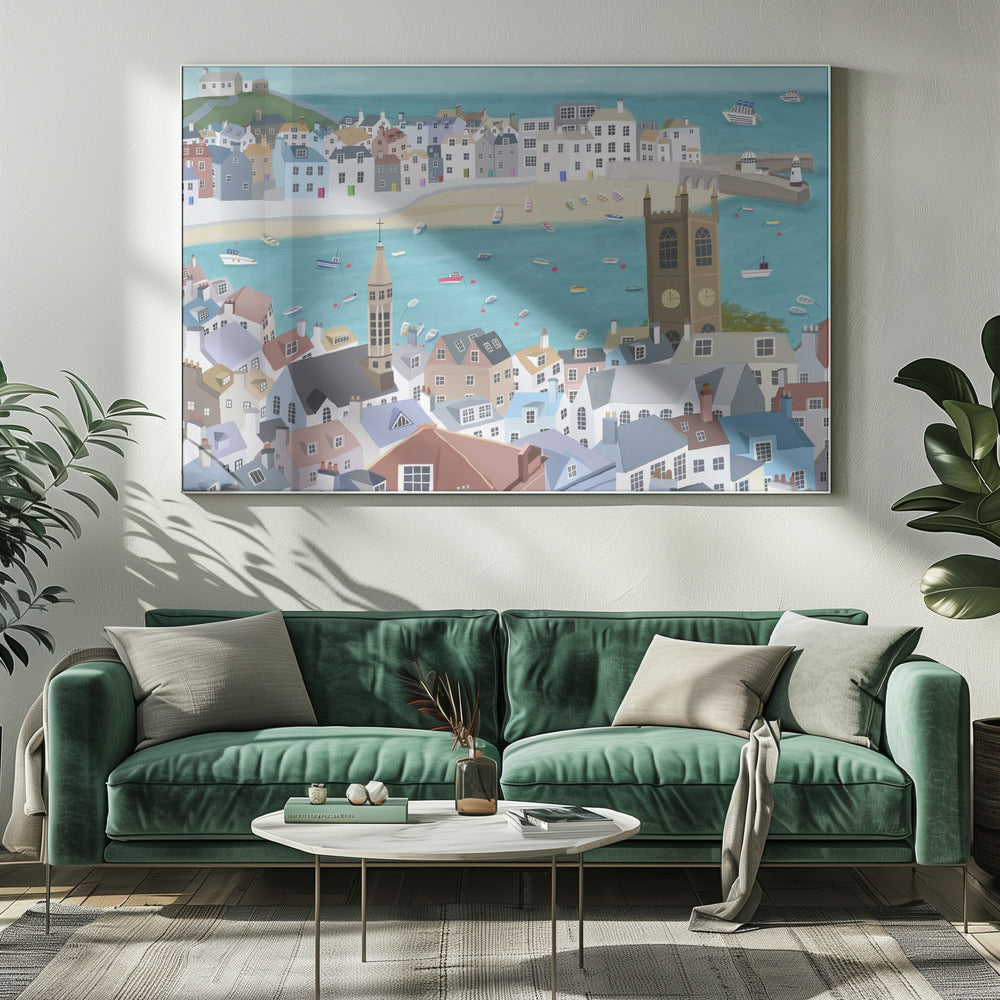 Vackra St Ives, Cornwall, Storbritannien av konstnären Carla Daly | Canvastavla