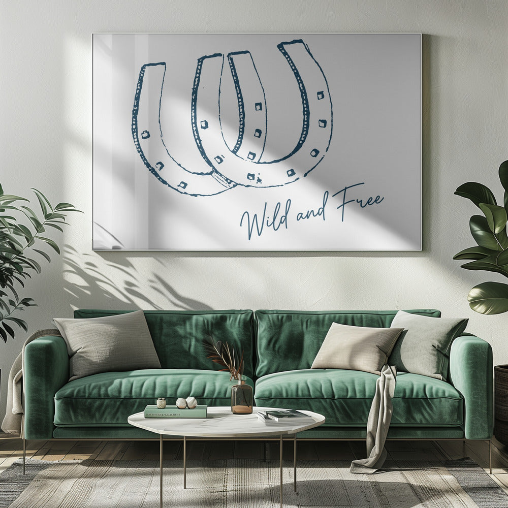 Hästsko Wild and Free Marinblå | Canvas
