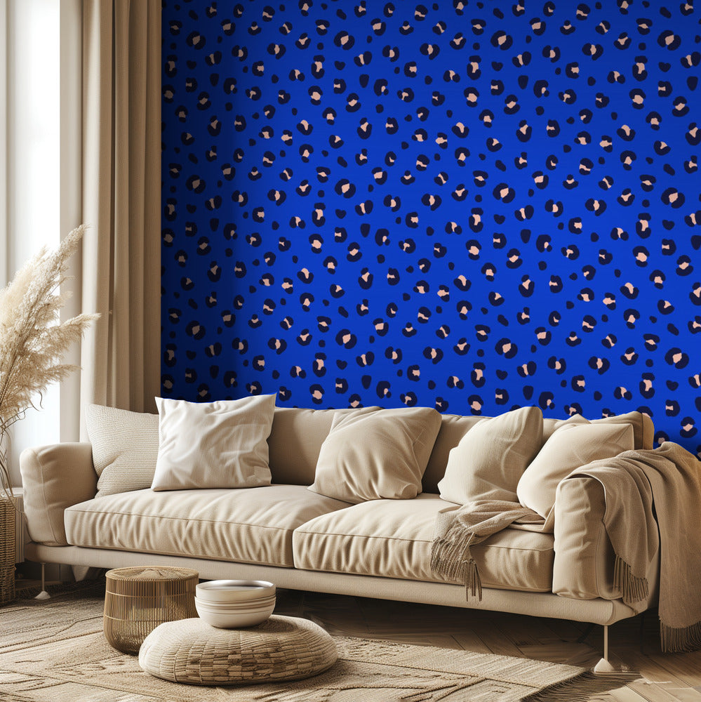 Leopardmönster i blått och rosa (mönsterdesign) | Tapet
