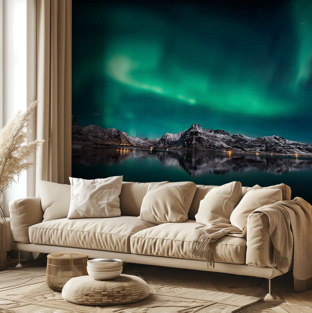 Lofoten Aurora Reflection | Tapet