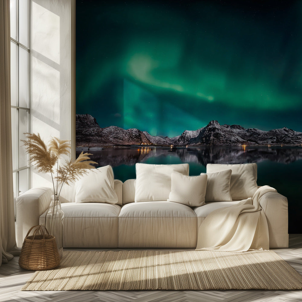 Lofoten Aurora Reflection | Tapet