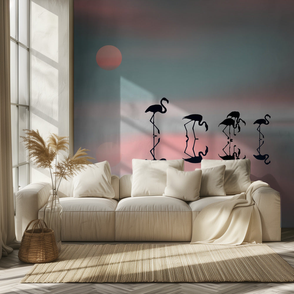 Family flamingos. | Wallpaper