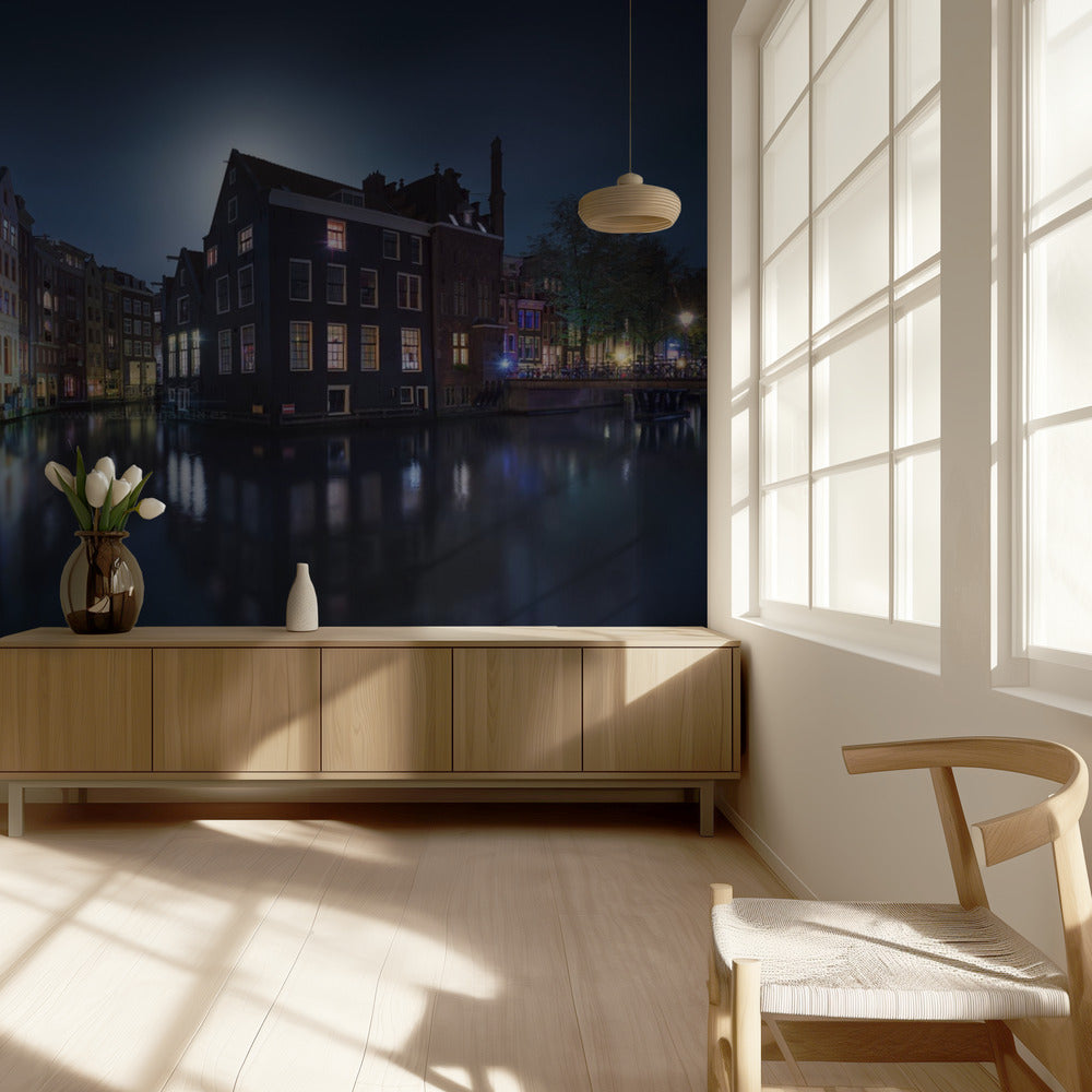 Månsken över Amsterdam | Tapet