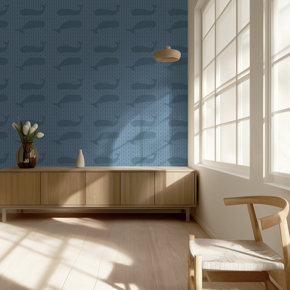 Whales Grey | Wallpaper