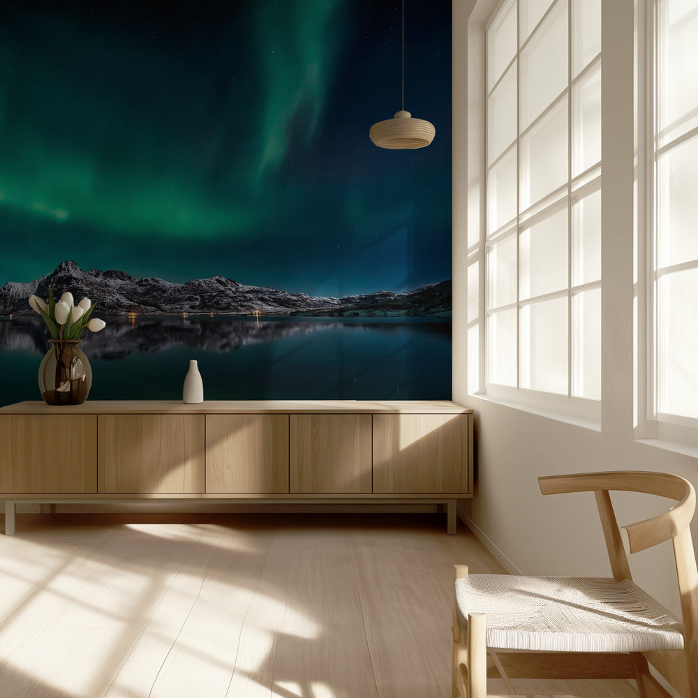 Lofoten Aurora Reflection | Tapet