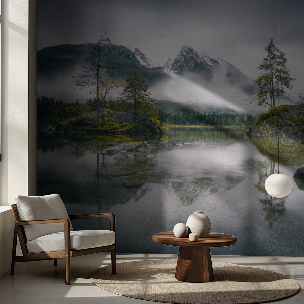 Regnig morgon vid Hintersee (Bayern) | Fototapet