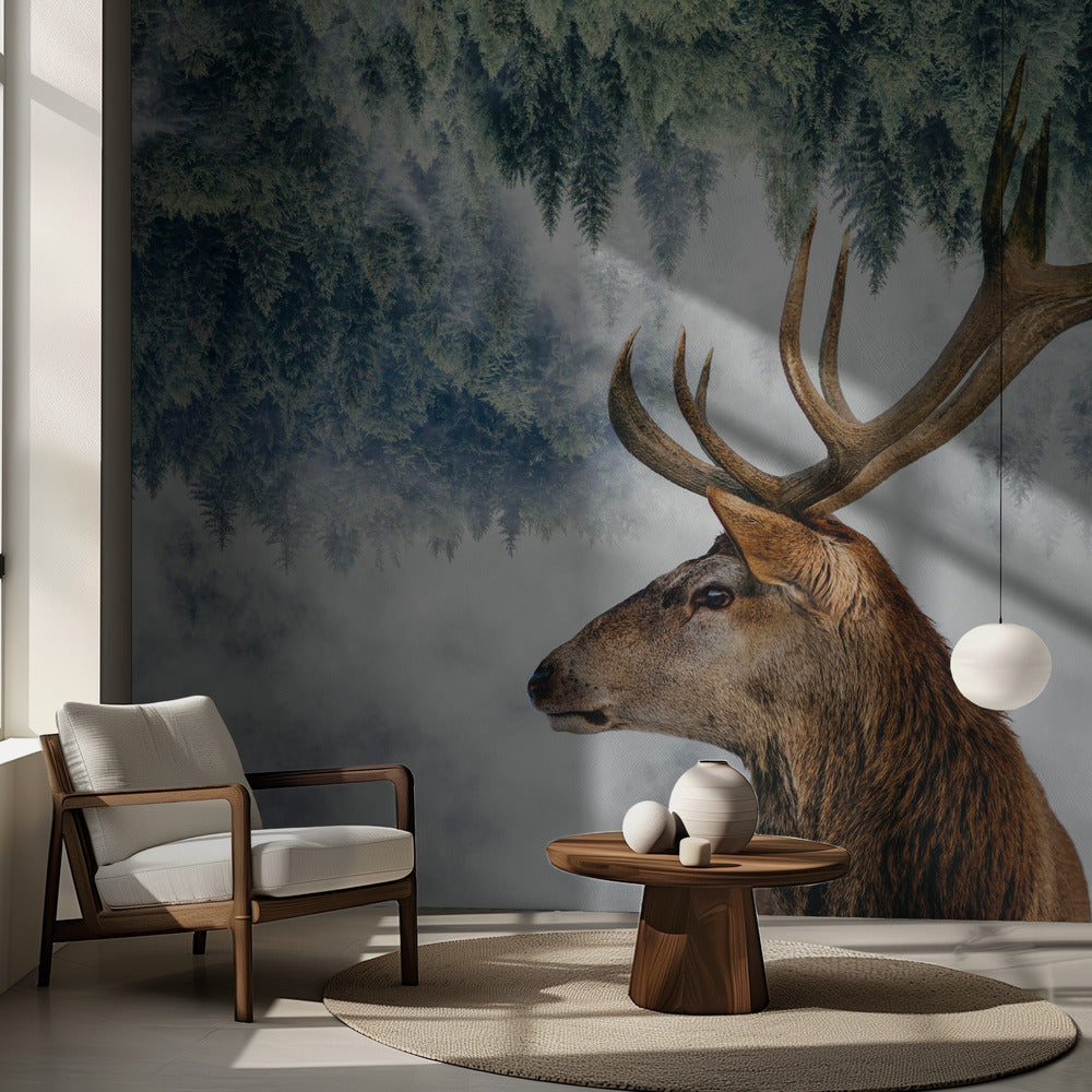 Hjorten och skogen | Fototapet