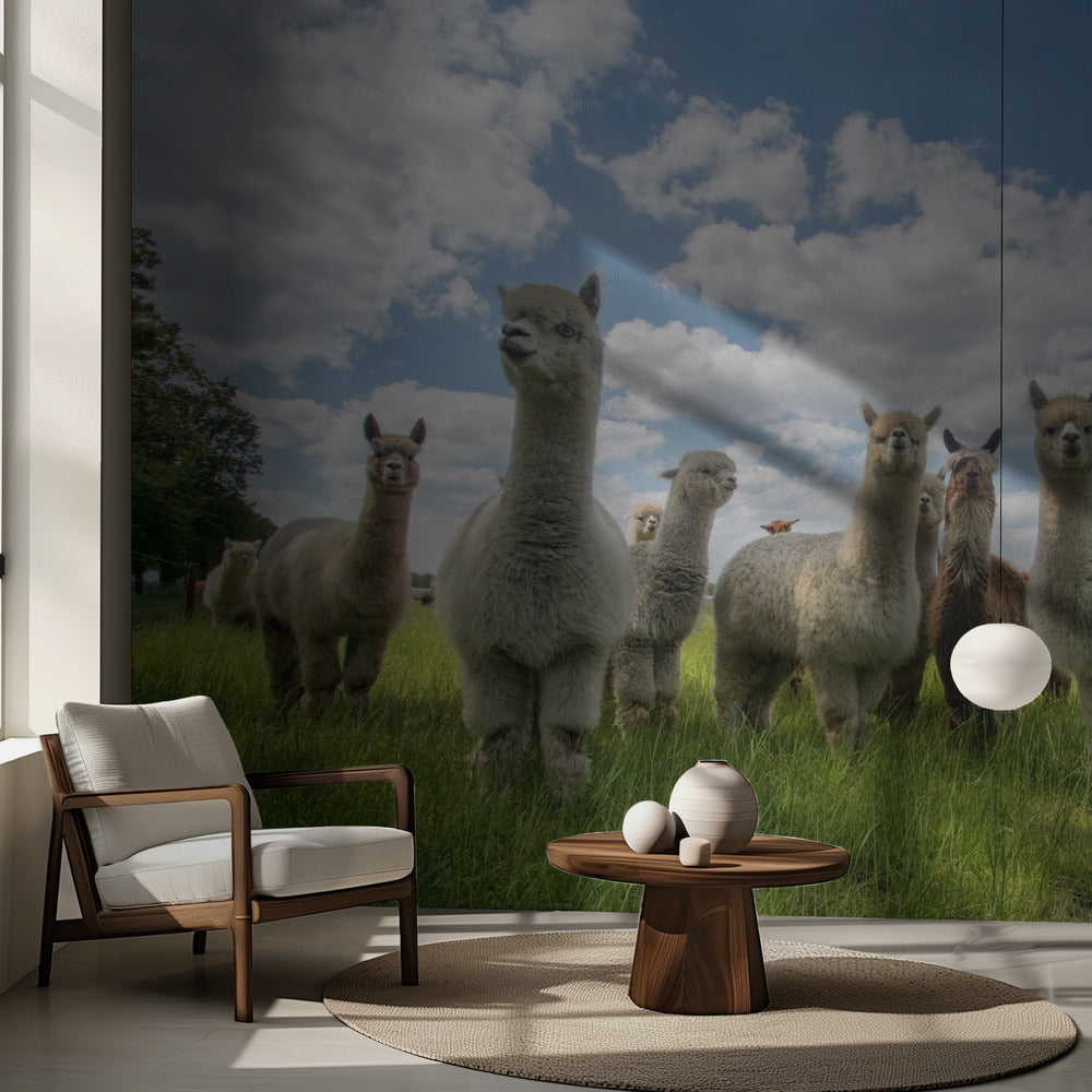 Skicka in alpackorna! Fototapet