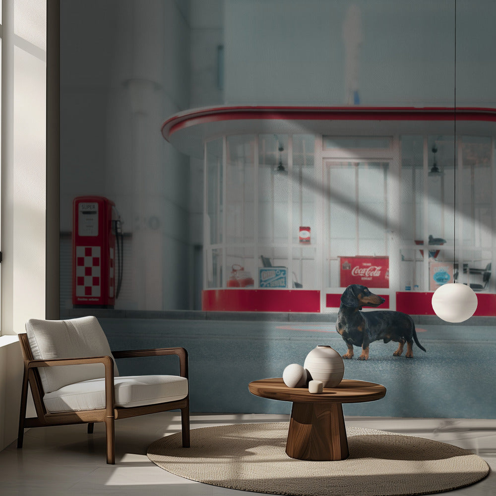 Bensinstationsbiträdet | Fototapet