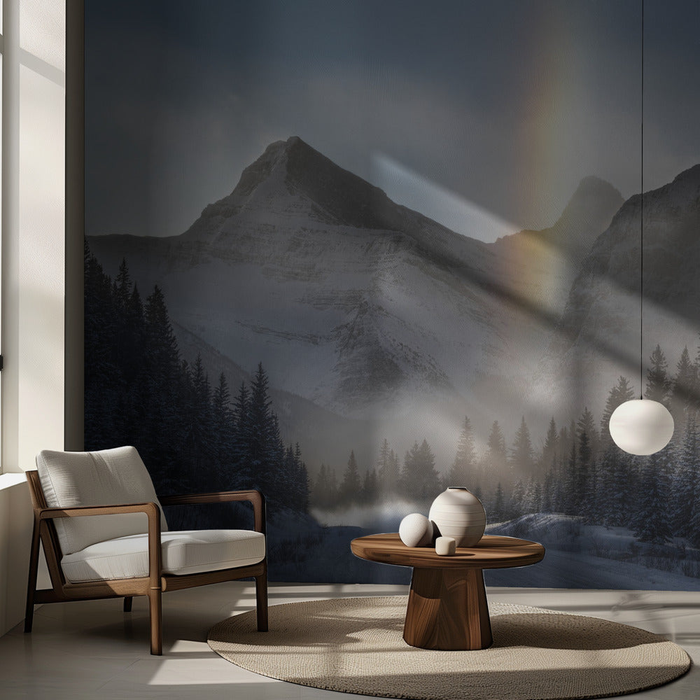 Ridande under frusen regnbåge | Fototapet