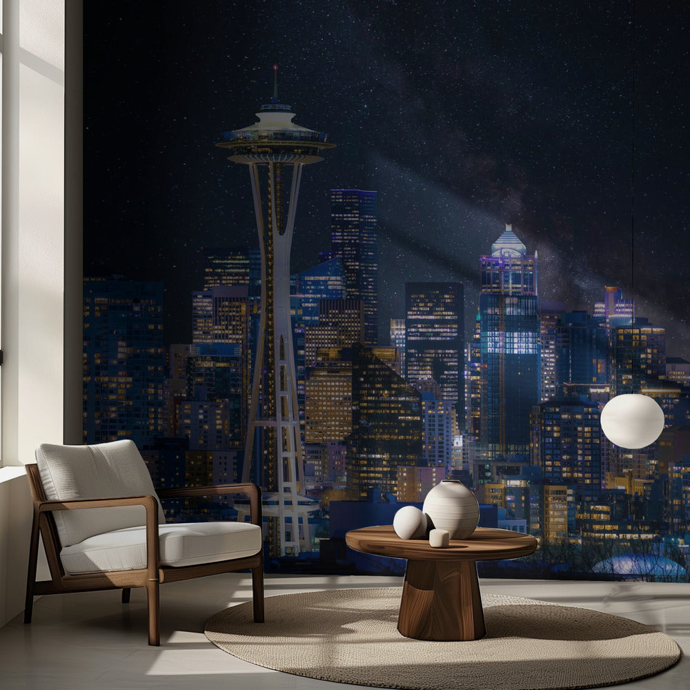Natt i Seattle | Fototapet