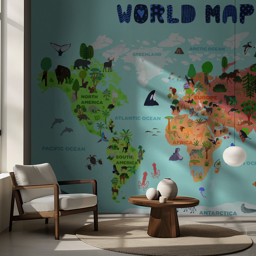 Världskarta för barn | Fototapet