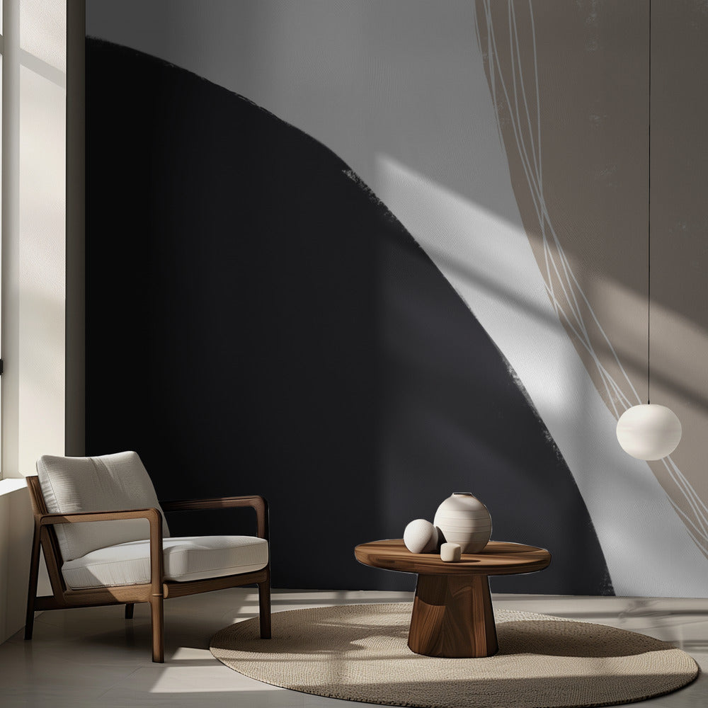 Svarta och beige organiska former | Fototapet