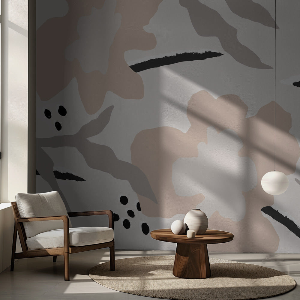 Blommor och linjer | Fototapet