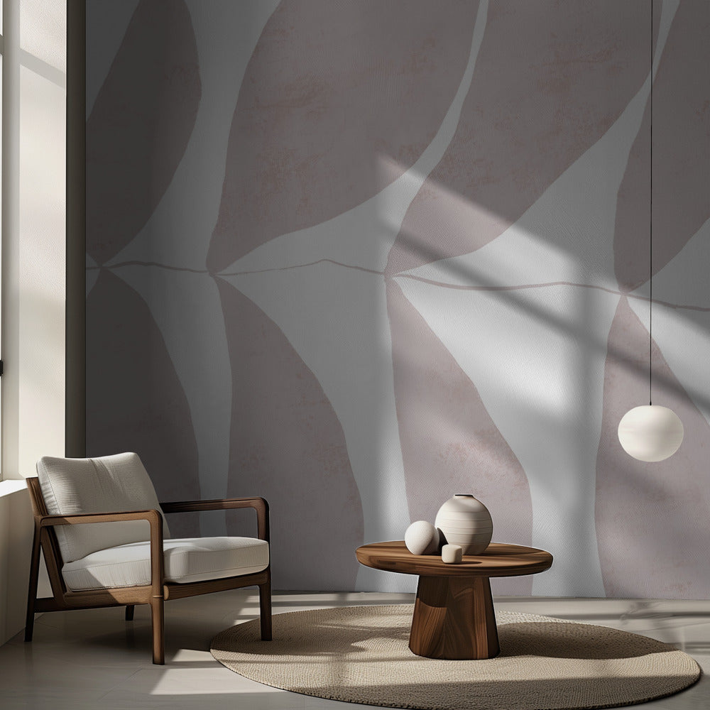 Bladmönster i mjuka beige toner | Fototapet