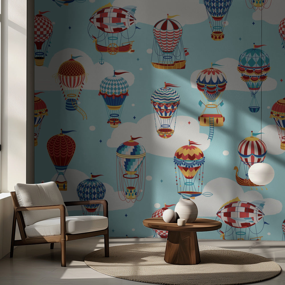 Uppe i molnen_Blågrön | Fototapet