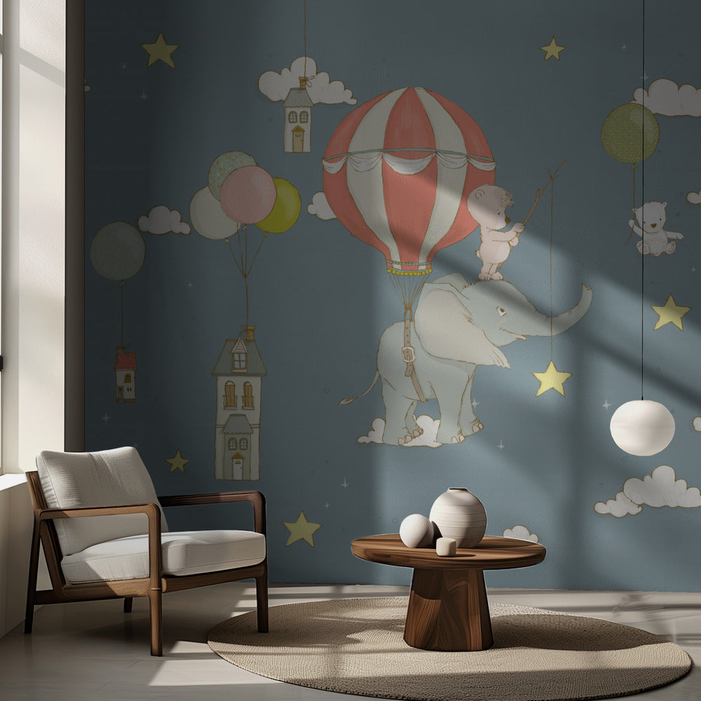 Elefantdröm _Nattblå | Fototapet