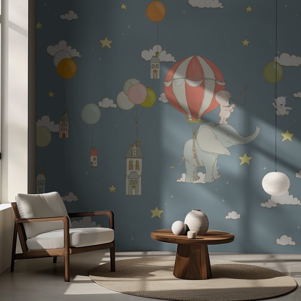 Elefantdröm _Nattblå | Fototapet