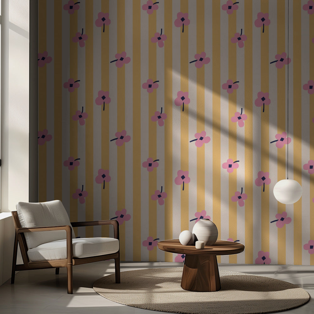 Blommor och ränder | Fototapet