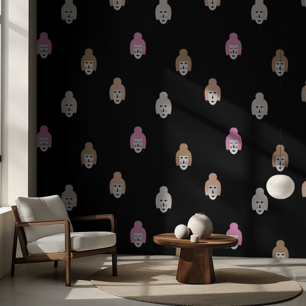 Ansikten (mönsterdesign) | Fototapet
