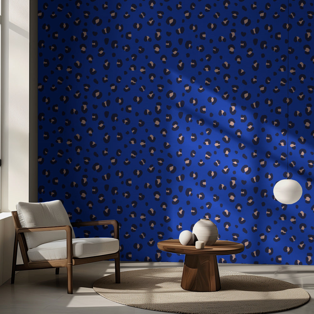 Leopardmönster i blått och rosa (mönsterdesign) | Tapet