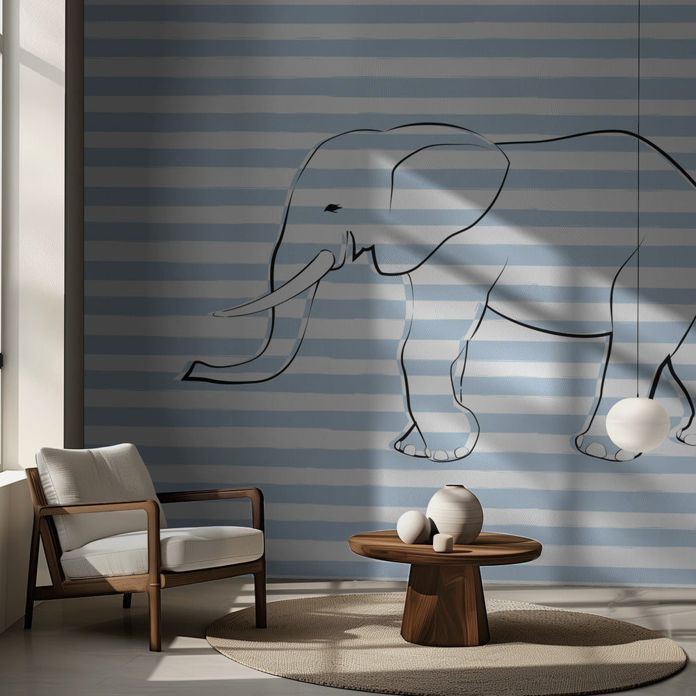 Randig elefantpromenad | Fototapet