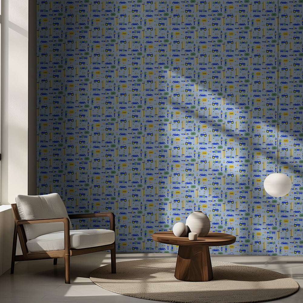 Mönster för färgglada fordon för barn | Fototapet