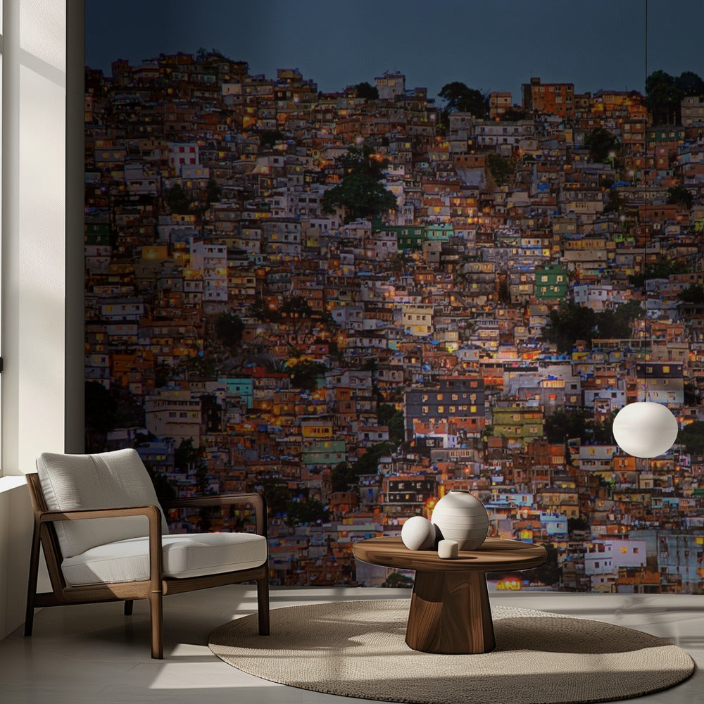 Natten i Rocinha Favela | Fototapet