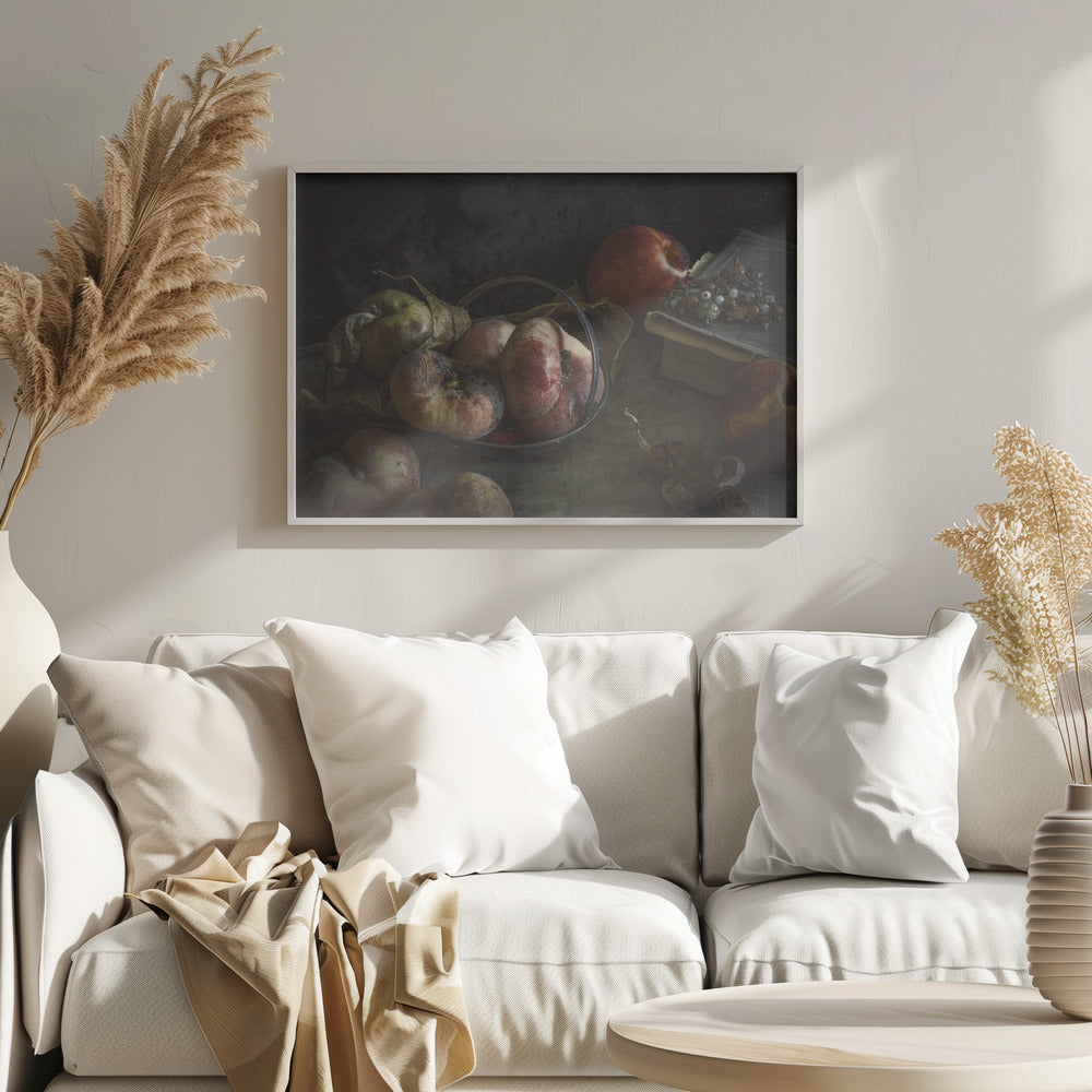 Still life with book and peaches | Poster