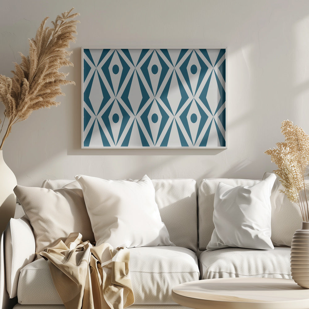 Minimalist art deco geometric diamonds teal | Poster