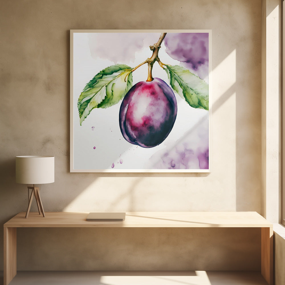 Pflaume, Aquarell, ink | Poster - Kunstdruck