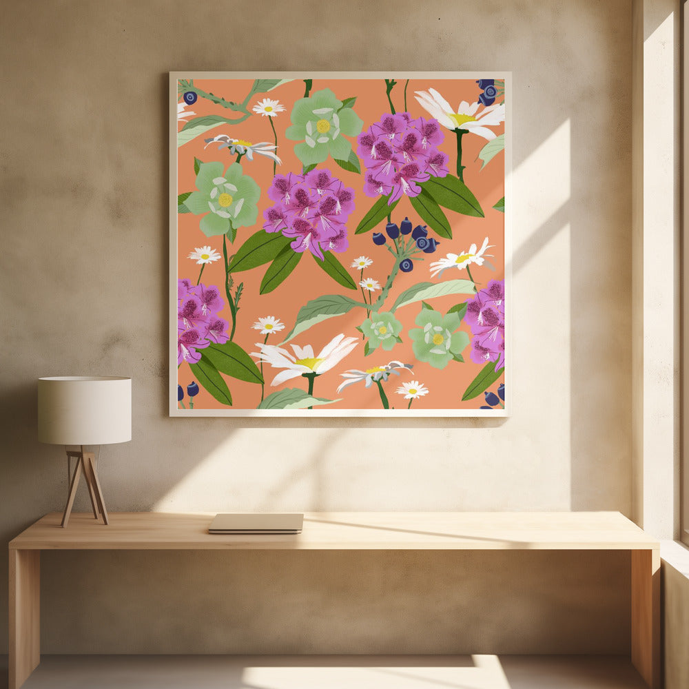 Rhododendron och prästkragar | Poster