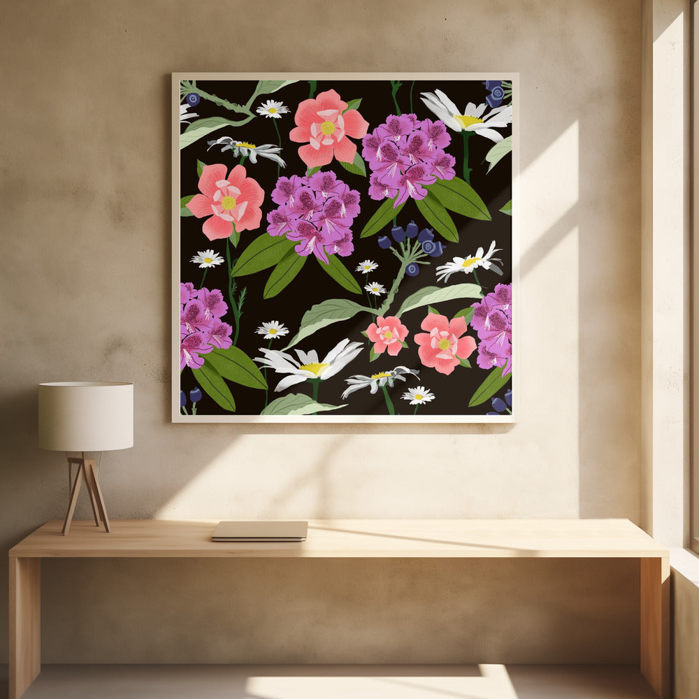 Rhododendron och prästkragar | Poster
