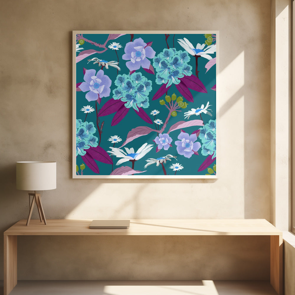 Rhododendron och prästkragar | Poster