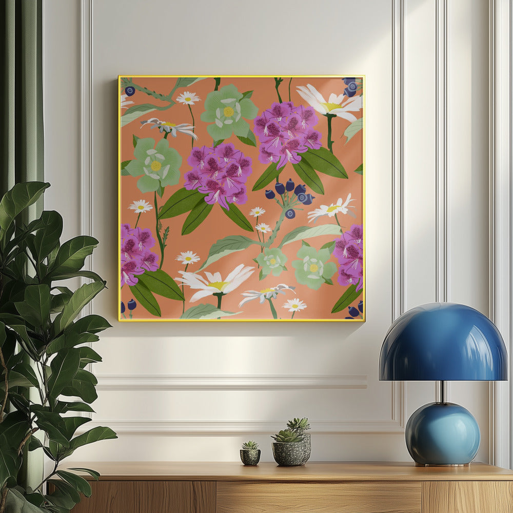 Rhododendron och prästkragar | Poster