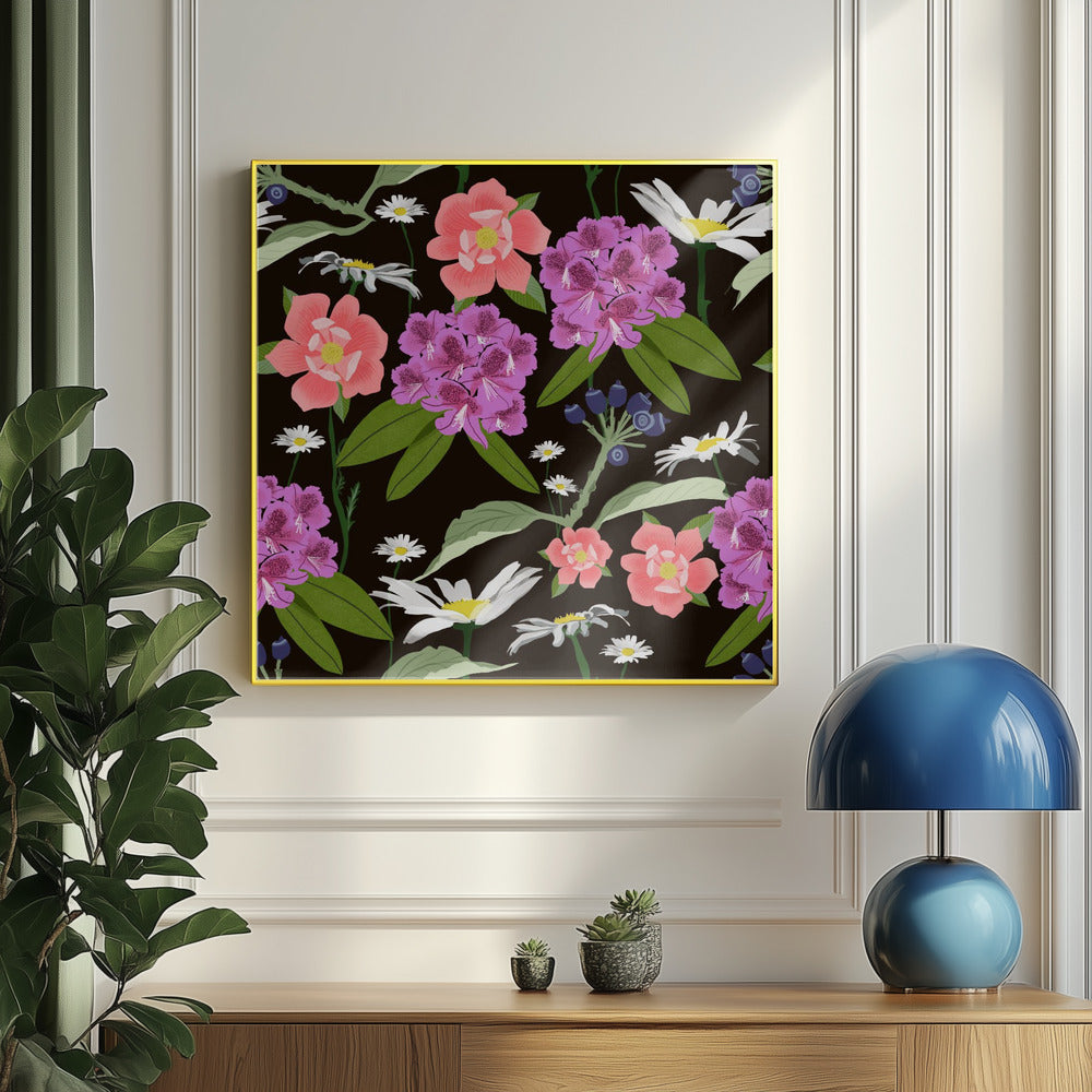 Rhododendron och prästkragar | Poster