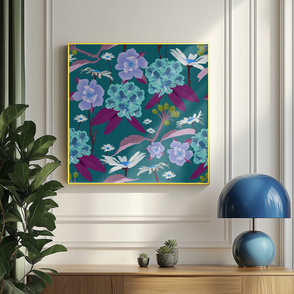 Rhododendron och prästkragar | Poster