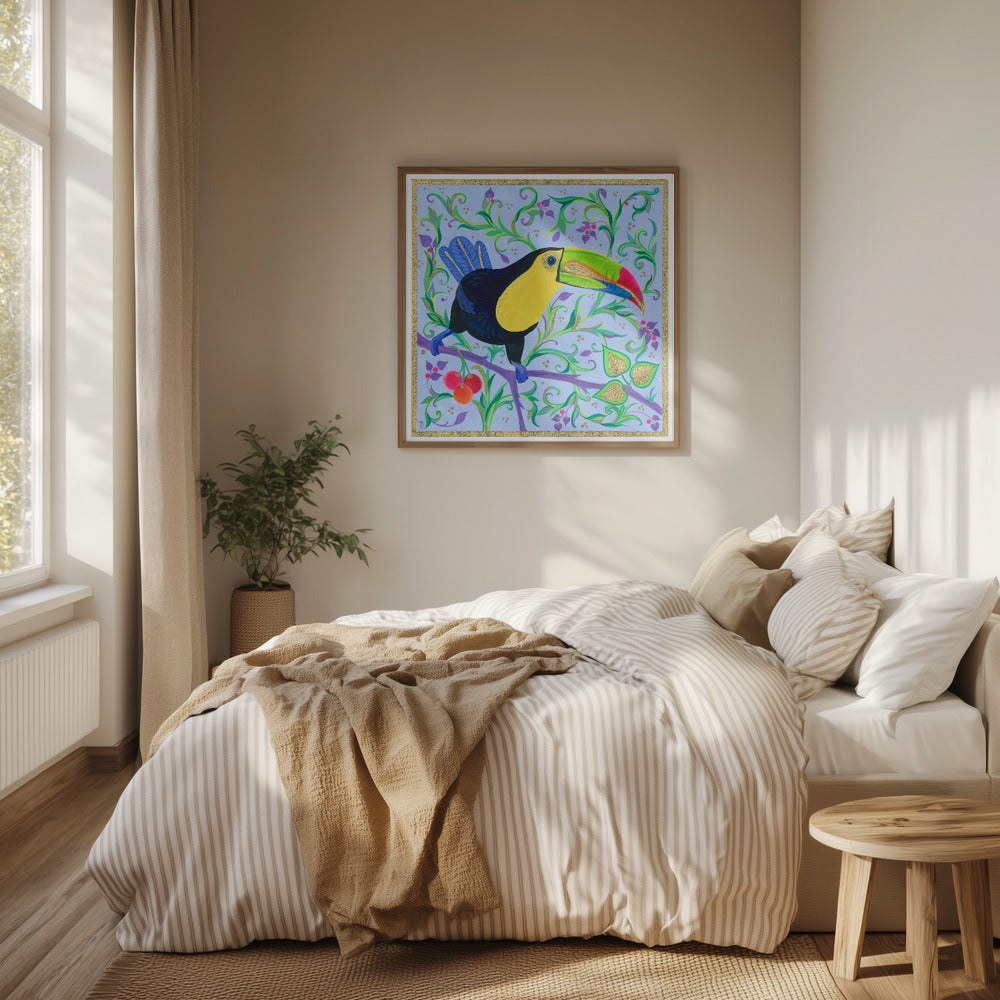 Färgglad näbb uppe på en gren | Poster