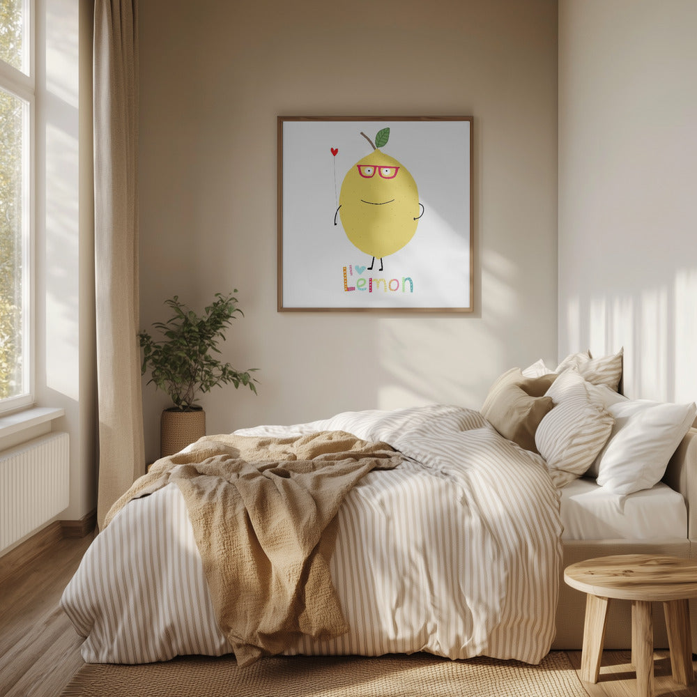 Jag älskar citron! En söt citron som håller ett kärlekshjärta. | Poster