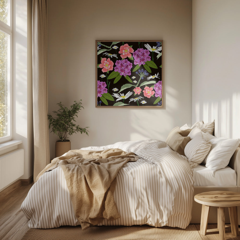 Rhododendron och prästkragar | Poster