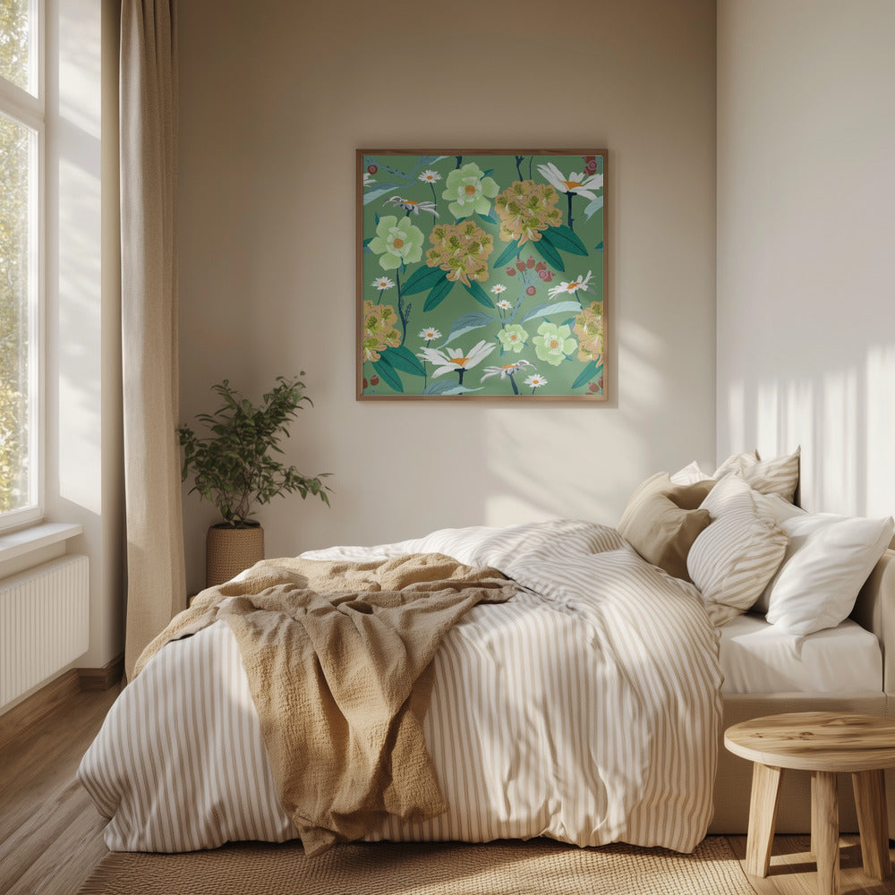 Rhododendron och prästkragar | Poster