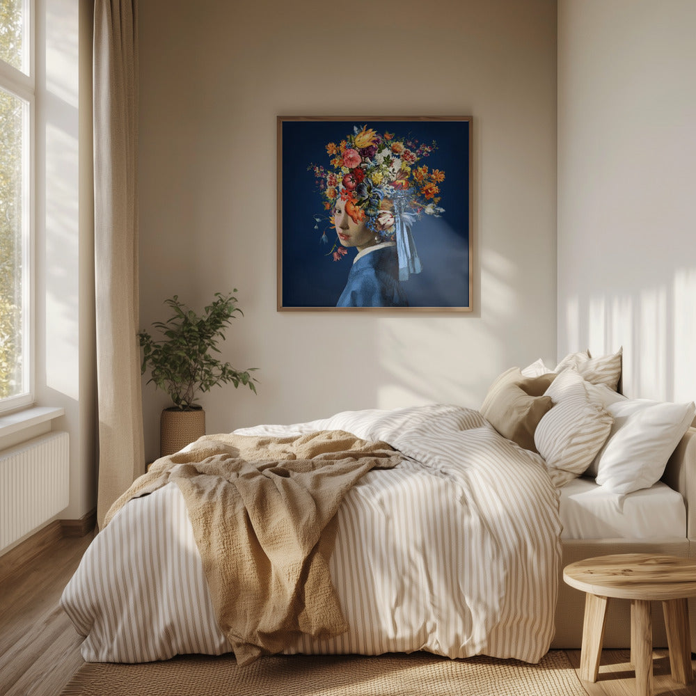 Flicka med pärlörhänge - så vacker i blått | Poster
