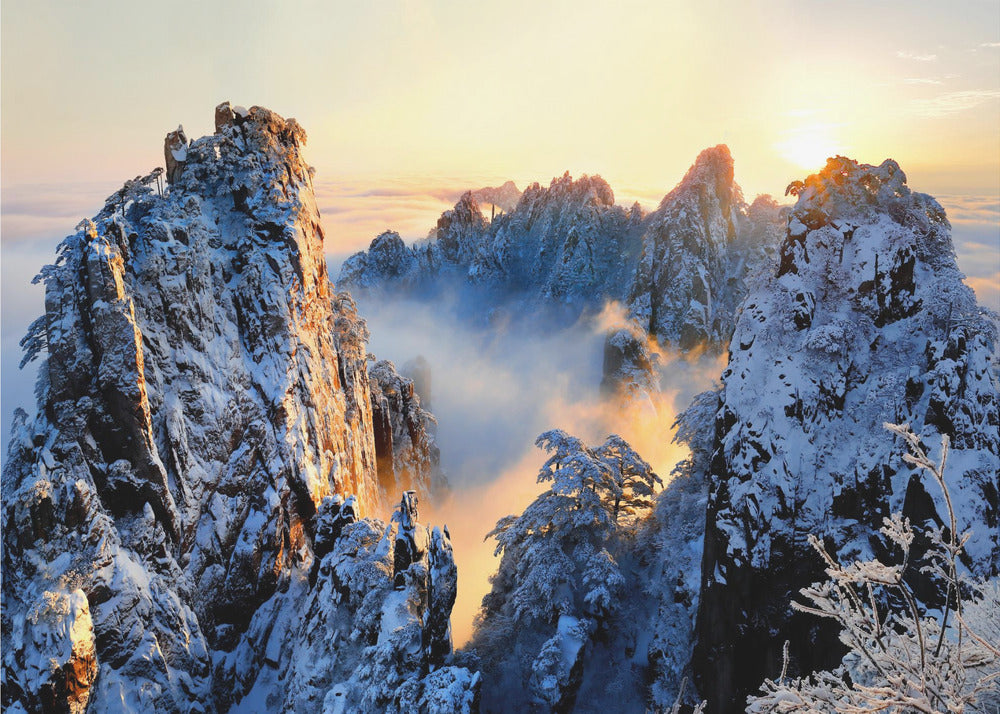 Soluppgång vid berget Huang Shan | Tapet