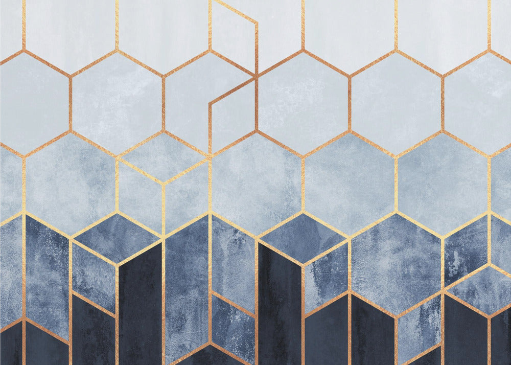 Mjuka blå hexagoner | Tapet