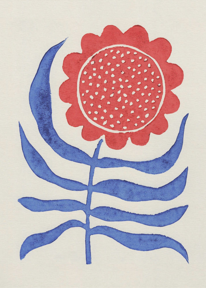 Röd blomma / Linoleumtryck | Poster